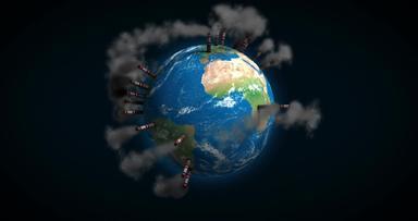 地球地球环境污染烟全球气候<strong>变暖</strong>动画α